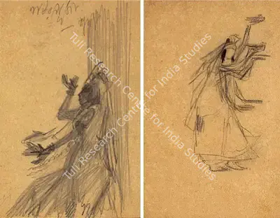 Abanindranath Tagore (Artist), Studies Of Natir Puja, 1931, Drawing