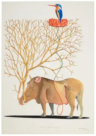Surendran Nair (Artist), King Fisher (Study for a Painting), 2002, Painting