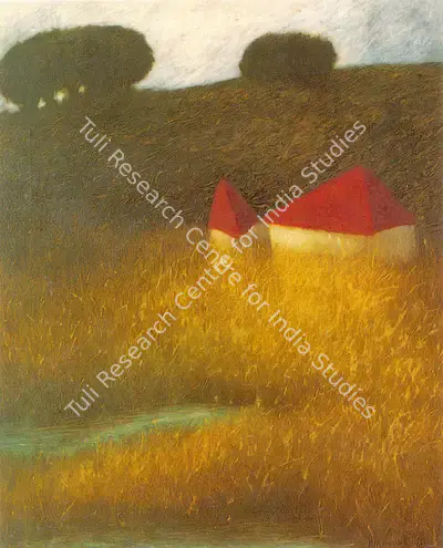 Paramjit Singh (Artist), Huts In The Wilderness, 1982, Painting