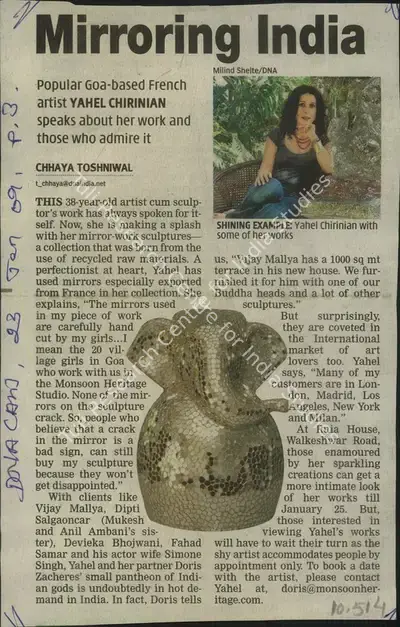 Chaya Toshniwal (Reporter), Mirroring India, 2009, Newspaper Clipping