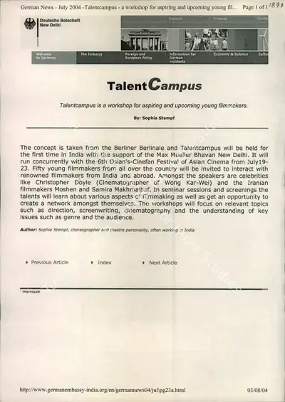 Sophia Stempf (Reporter), Talent Campus, 2004, Newspaper Clipping