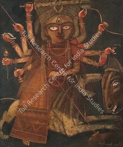 Ganesh Pyne (Artist), Durga, 1978, Painting