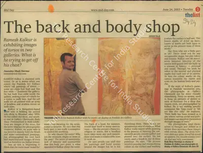Jasmine Shah Varma (Reporter), The Back and Body Shop, 2003, Newspaper Clipping
