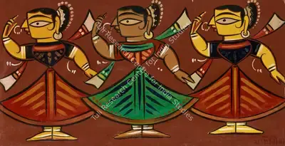 Jamini&nbsp;Roy (Artist), Untitled (Three Women), 1950, Painting