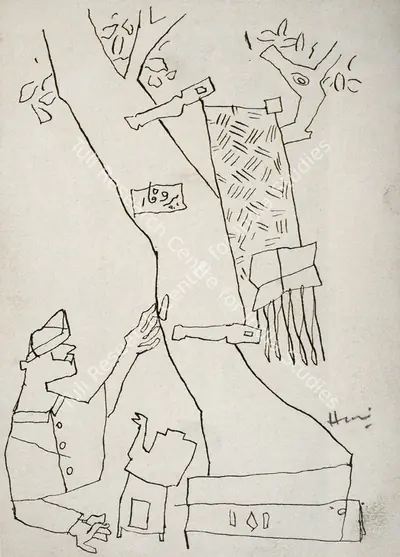 M.F. Husain (Artist), Untitled, 1954, Drawing