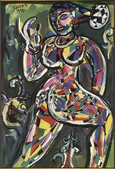 F.N. Souza (Artist), Dancing Girl, 1950, Painting
