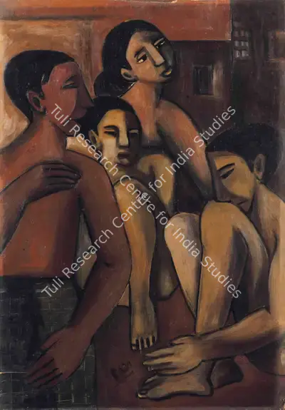 Ramkumar (Artist). Untitled (Family), 1957 | Painting, Ch.Mum/19.12.13, 2013 · Christie's