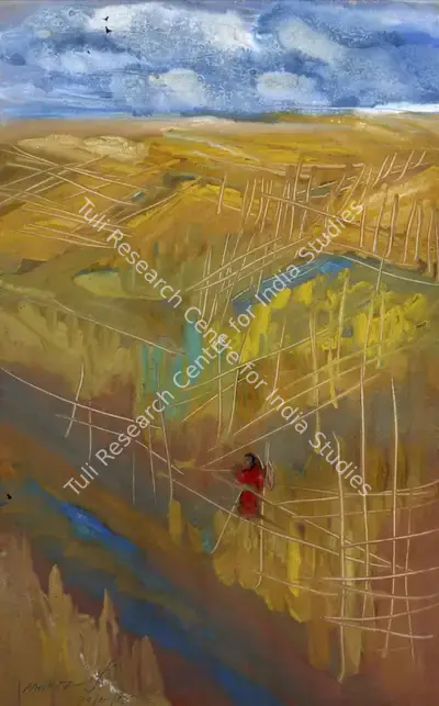 Gopal Ghose (Artist), Untitled (Landscape of a Farm), 1952, Painting