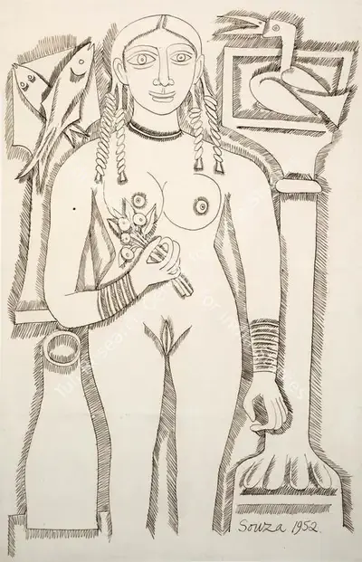 F.N. Souza (Artist), Untitled, 1952, Drawing