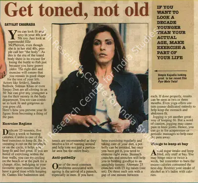 Satyajit Chaurasia (Writer), Get Toned, Not Old, 2005, Newspaper Clipping