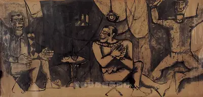 Nikhil Biswas (Artist), Circus & Clown Series, 1965, Painting