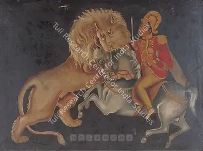 Anonymous (Artist), Company Horseman And Durga's Lion, 1921, Painting