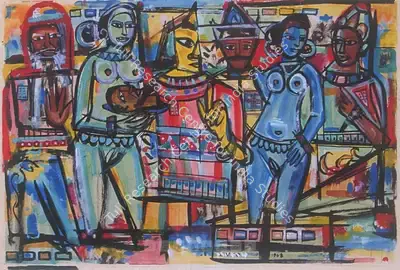 F.N. Souza (Artist), Head Of John The Baptist, Goa, 1948, Painting