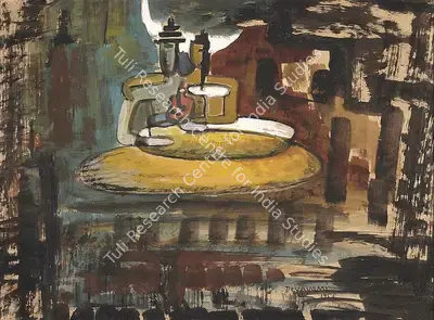 Devayani Krishna (Artist), Shiv, Parvati & Ganesh, 1958, Painting