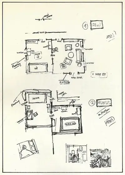 Satyajit Ray (Artist), Ray, Satyajit (Artist), Sketch of a scene layout | Original Artwork, n.d., Original Artwork