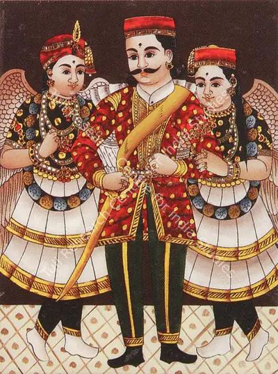 Tanjore School (Artist), Nawab and Attendants, Painting