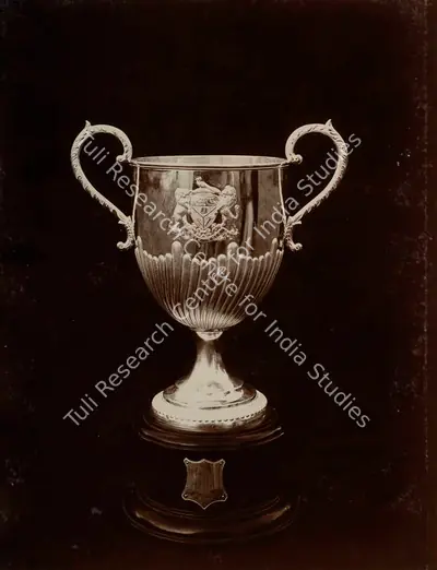 Studio Bourne & Shepherd (Photographic Studio), The Silver Jubilee Cup for one mile race presented to the Girasia College by the people of the Gondal State, 1909, Antiquarian Photograph