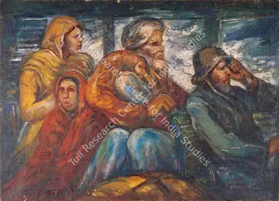 Abani Sen (Artist), Refugees in Train, 1951, Painting