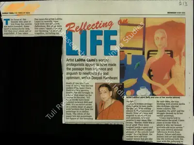 Deepali Nandwani (Reporter), Reflecting on Life, 2005, Newspaper Clipping