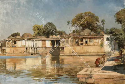 Edwin Lord Weeks (Artist), Tomb of the Sultans and Lake at Sarkhej, near Ahmedabad, 1882, Painting