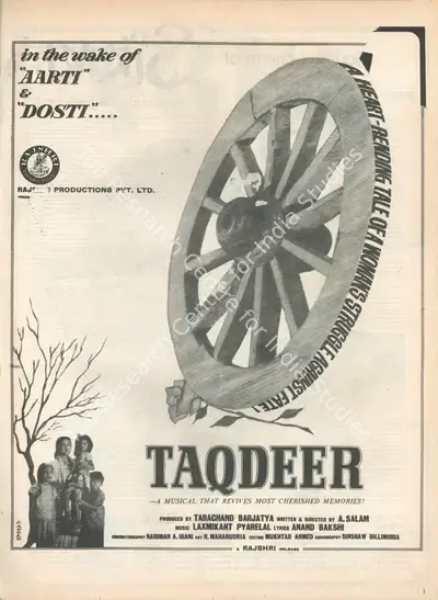 Tarachand Barjatya (Producer), Taqdeer, 1967, Advertisement