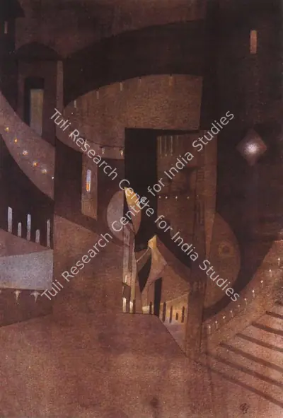 Gaganendranath Tagore (Artist), Hall and Stairs, 1925, Painting