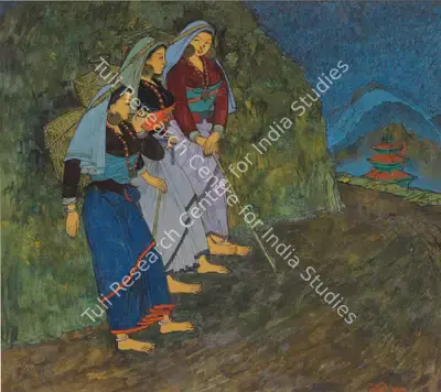 N.S. Bendre (Artist), Darjeeling Cooli Girls, 1947, Painting