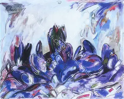 Lance Ribeiro (Artist), Overgrown In Blue, 1965, Painting