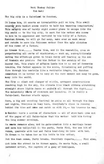 Ritwik Ghatak (Writer), Baari Theke Paaliye, Letter