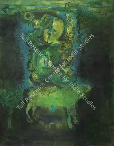 Amitava Das (Artist), The Emerald Forest, 1969, Painting