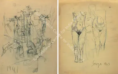F.N. Souza (Artist), Crucifixion, 1941, Drawing