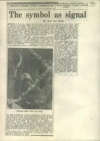 The Symbol as Signal, 1979, Newspaper Clipping