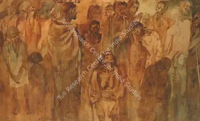 Paniker, K.C.S. (Artist). Pavement Dwellers - World War II, 1950 | Painting, Os.Mum/21.06.12, 2012 · Osian's