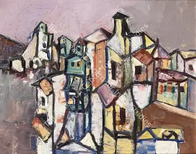 S.K. Bakre (Artist), Untitled (Cubist Landscape), 1962, Painting