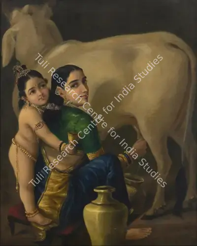 Raja Ravi Varma (Artist), Yashoda and Krishna, 1895, Painting