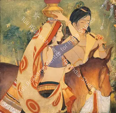 Somalal Shah (Artist), Krishna, Radha & Companion, 1951, Painting