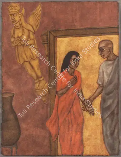 Shanti Panchal (Artist), Untitled (Man & Woman with Spirit), 1989, Painting