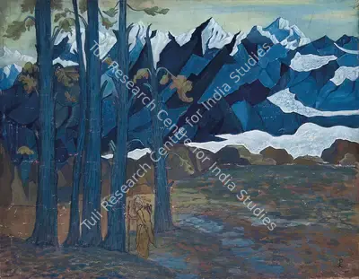 Roerich, Nicholas (Artist). Pilgrim in the Himalayas. Tempera and pastel on canvas pasted on board, Mid 1930s | Painting | FineArts | 00595374