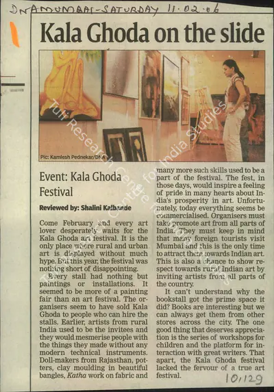 Shalini Kalbande (Reporter), Kala Ghoda on the slide, 2006, Newspaper Clipping