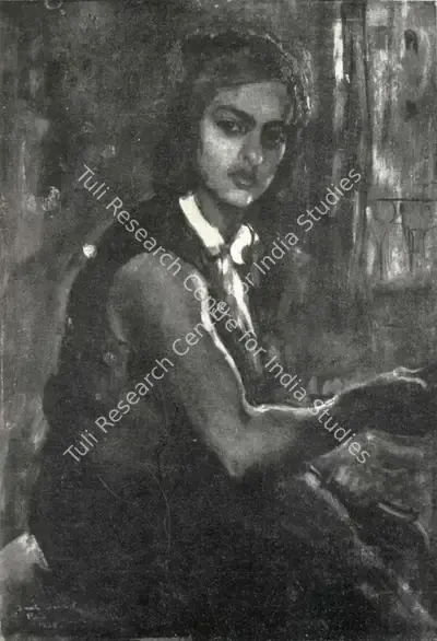 Amrita Sher-Gil (Artist), Self Portrait in Green, 1932, Painting