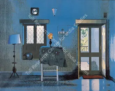 Atul Dodiya (Artist), Interior with a Lamp, 1990, Painting