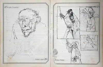Ray, Shyamal Dutta (Artist). Sketch Book. Mixed media on paper, 1990-1999 | Painting  | 00879832