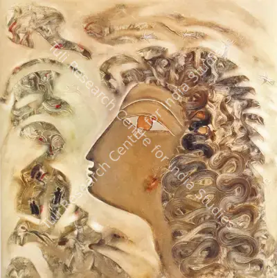 S.G. Vasudev (Artist), She and Mountains, 2006, Painting