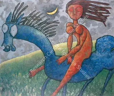 Prokash Karmakar (Artist), Woman Riding Horse, 2002, Painting
