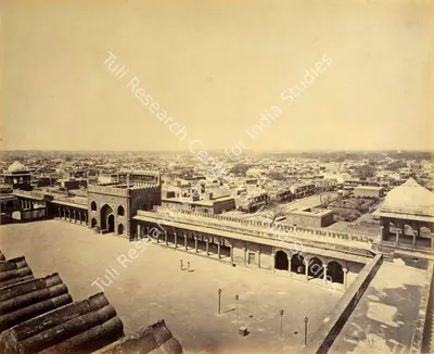 Samuel Bourne (Photographer), Courtyard of Jami Masjid, Delhi, 1865, Antiquarian Photograph