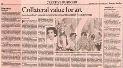 Kishore Singh (Writer), Collateral value for art, 2003, Newspaper Clipping