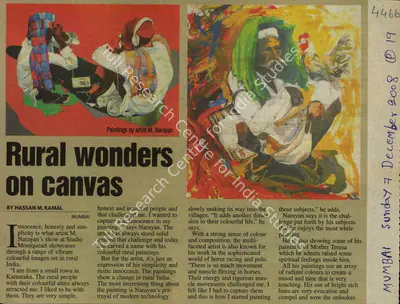 Hassan M. Kamal (Reporter), Rural Wonders on Canvas, 2008, Newspaper Clipping