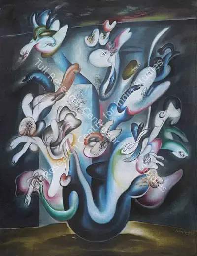 Manu Parekh (Artist), Untitled (Flower Vase), 1978, Painting