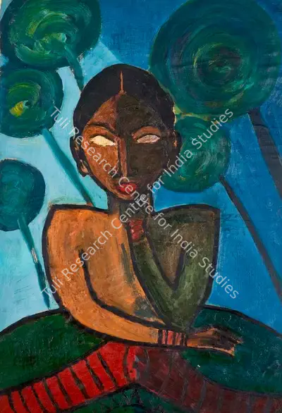 Ramkumar (Artist), Untitled (Seated Woman), 1949, Painting