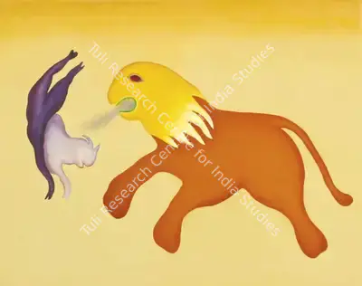 Manjit Bawa (Artist), Untitled (Lion and Goat), 1979, Painting